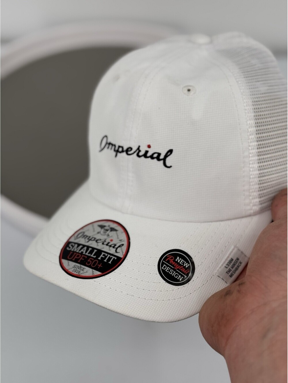 Imperial White Hat Small Fit UPF 50+ Snapback Golf Cap NEW Lightweight
